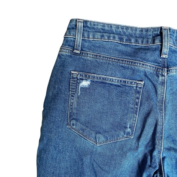 Paige Noella Destructed Straight Crop Jeans 29 Distressed Raw Hem Denim - Picture 10 of 14